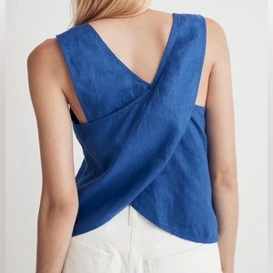 100% Linen Cross-Back Sleeveless Top